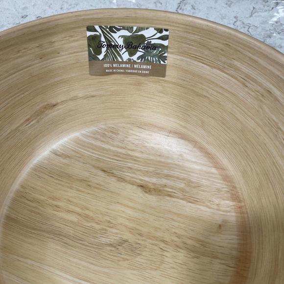 Tommy Bahama Wood Grain 11” Serve Serving Salad Pasta Bowl Natural Bamboo Look - Picture 2 of 5